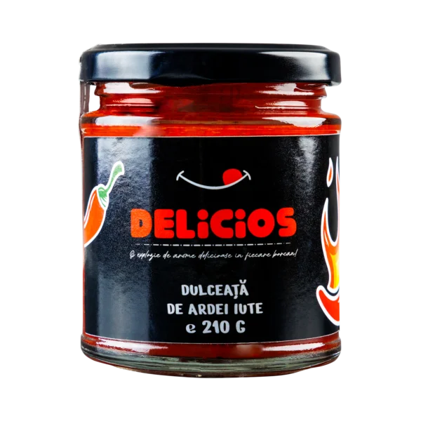 Dulceață de Ardei Iute cu Miere și Oțet din Vin Alb, Condiment Picant pentru Brânzeturi și Mâncăruri 210g